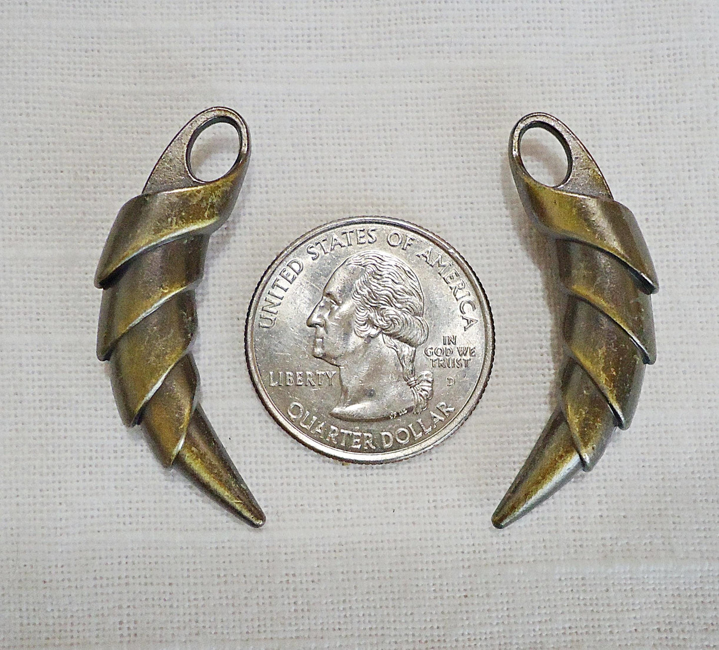 Talon Pendant, Dragon Claw, Tusk, Horn, Stylized Metal, Antique Bronze