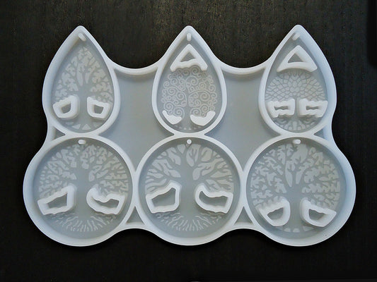 Tree of Life, 6 Pendant Silicone Mold, Teardrops and Circles, Pendants Earrings Keychains