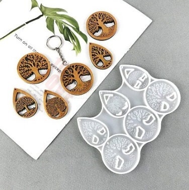 Tree of Life, 6 Pendant Silicone Mold, Teardrops and Circles, Pendants Earrings Keychains
