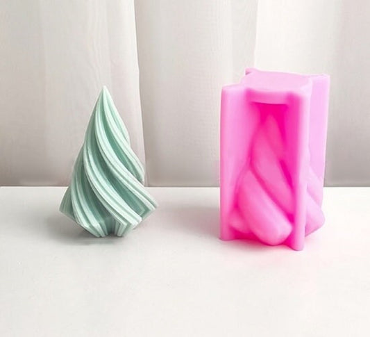 Silicone Mold, Christmas Tree, Twisted Tree, Candle Mold, Epoxy Resin Mold, 3.5" Tall