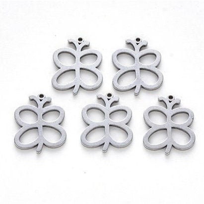 Stainless Steel Butterfly Charms, 17mm x 13mm, Set of 10