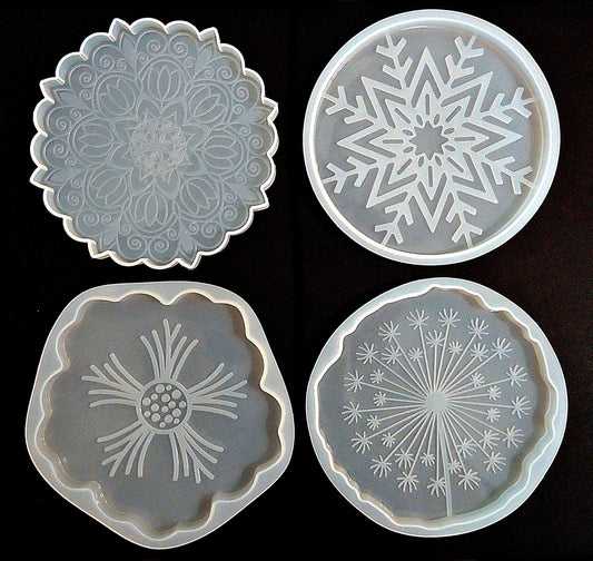 Silicone Mold for Resin Coasters, Dandelion, Mandala, Sakura Flower, Snowflake, 5" Wide, Small Trivet