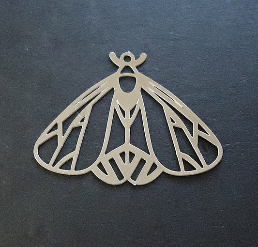 10 Stainless Steel Moth Charm - 7/8" Tall (22mm) - Non Tarnishing, Hypoallergenic, Set of 10