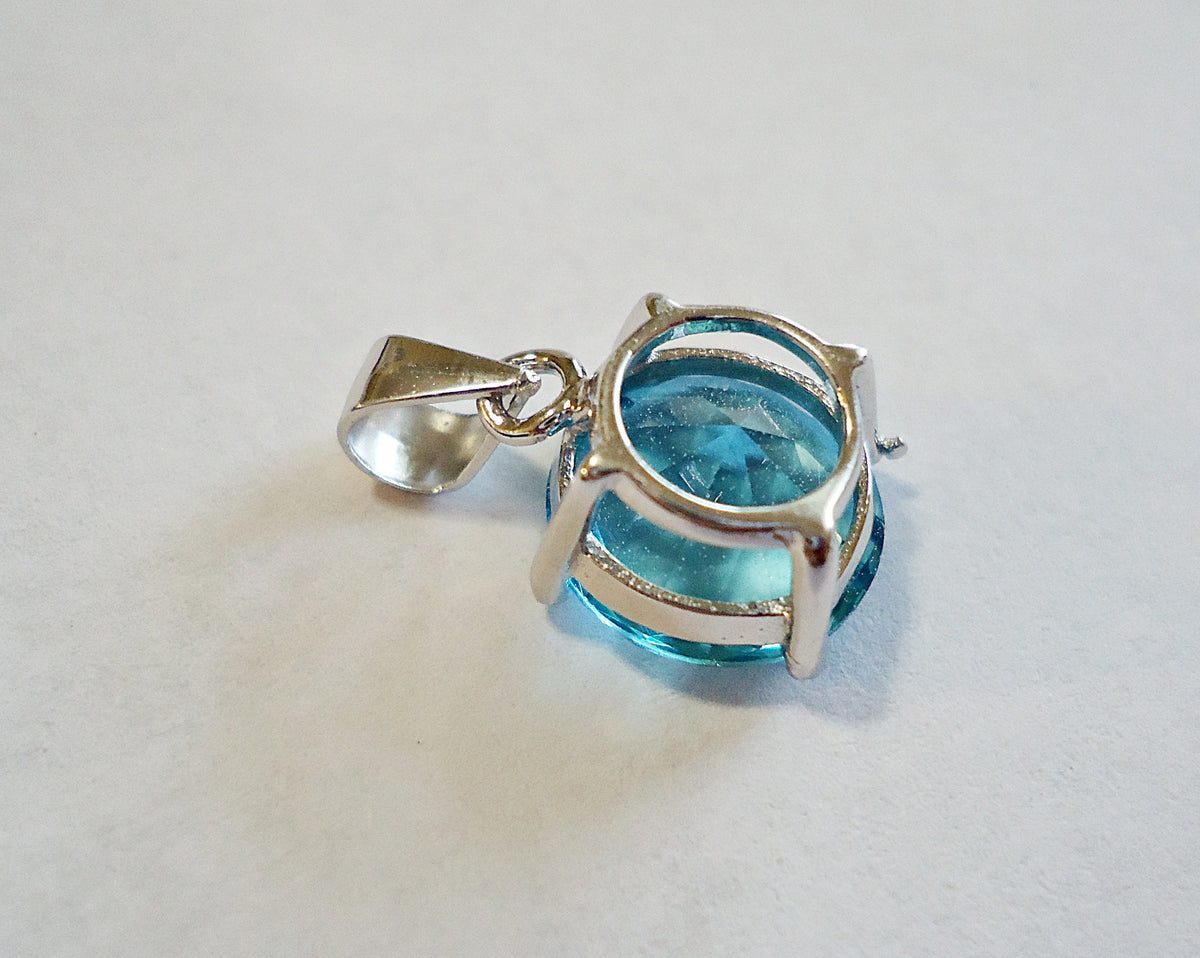 Sterling Silver 10mm Pendants - Blue Topaz, Aquamarine, Tanzanite - Cubic Zirconia