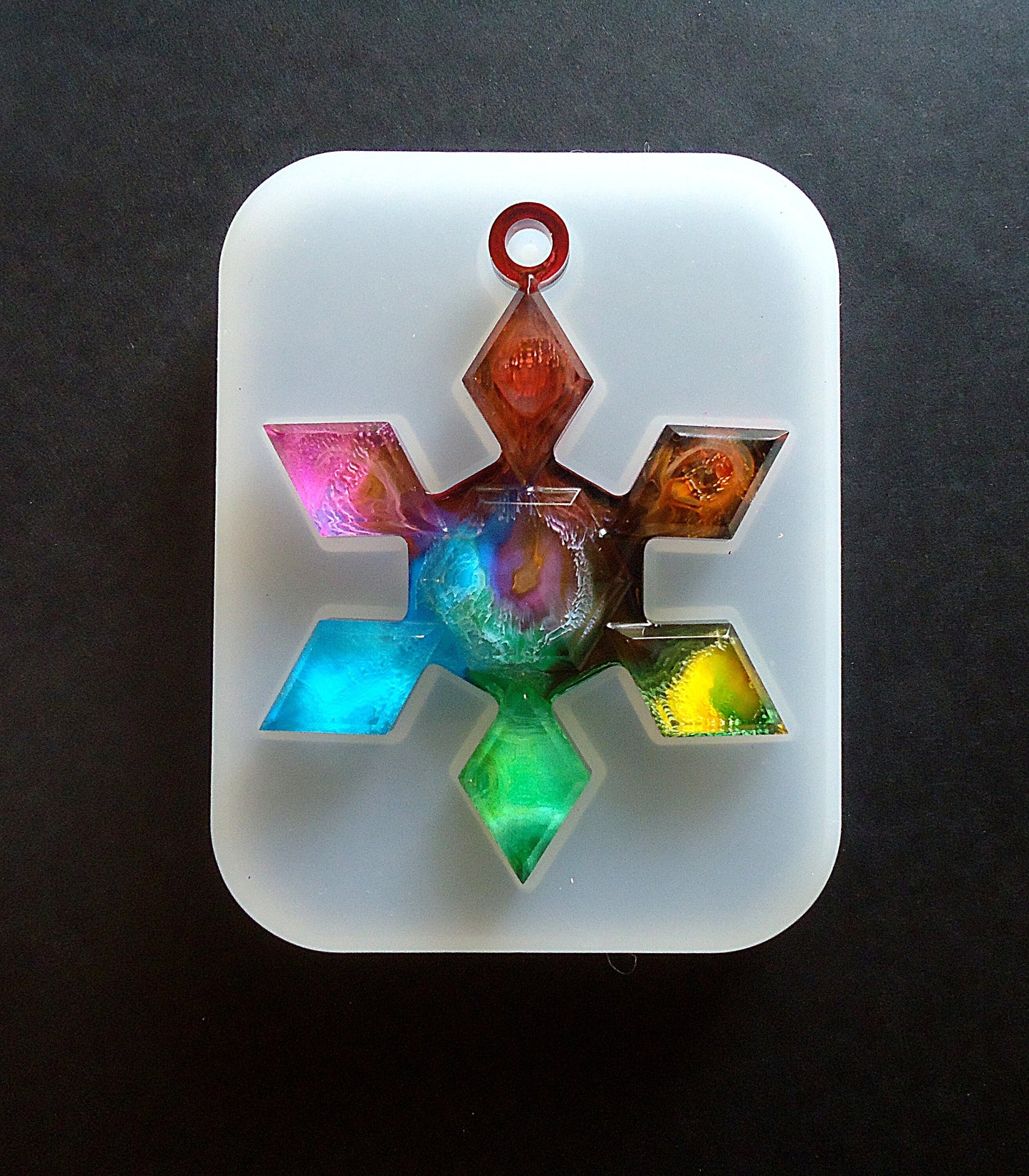 Silicone Snowflake Ornament Mold, Faceted Snowflake, Finished Ornament is 2 7/8" Tall x 2 1/4" Wide, Resin Ornament Craft Supplies