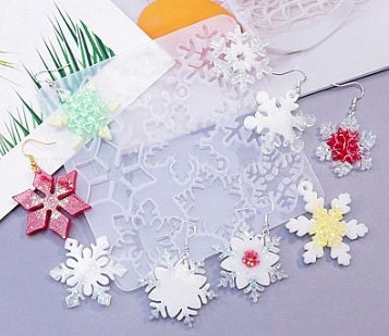 Silicone Mold, Epoxy Resin Pendant Mold, Snowflake Pendants Earrings, 9 snowflakes