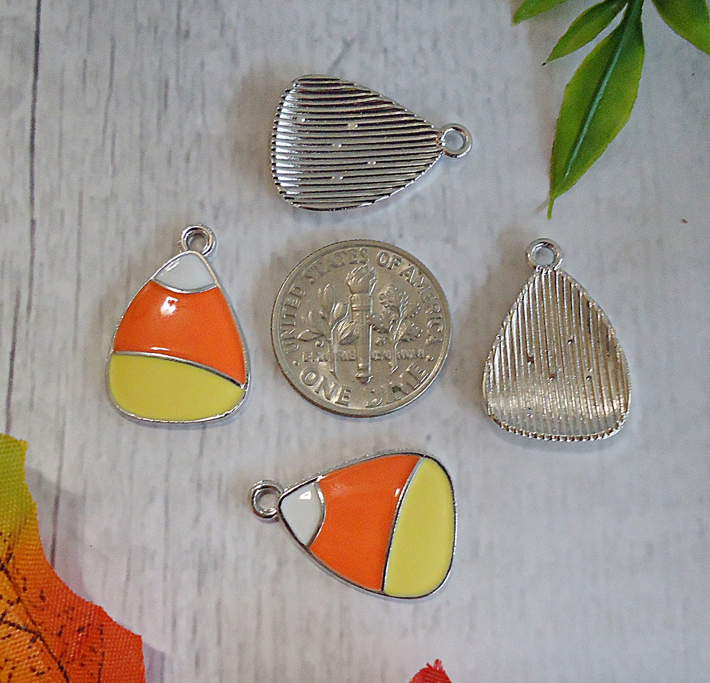 Candy Corn Charms, 3/4" Tall, Set of 10
