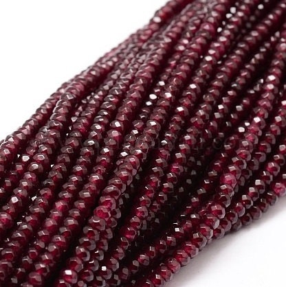 Stone Rondelle Beads - 4x3mm - Faceted Cranberry Red - 14" Strand, approximately 115 beads