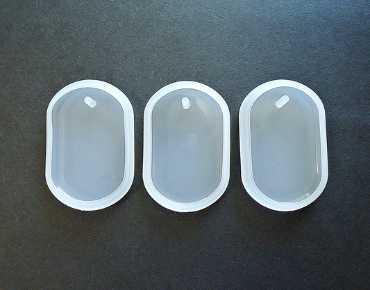 Silicone Mold for Epoxy Resin Crafts, Rounded Oval Dog Tag Pendant with Beveled Edge