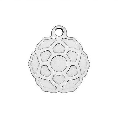 Small Stainless Layered Flower Charms - 12mm Wide - Set of 10
