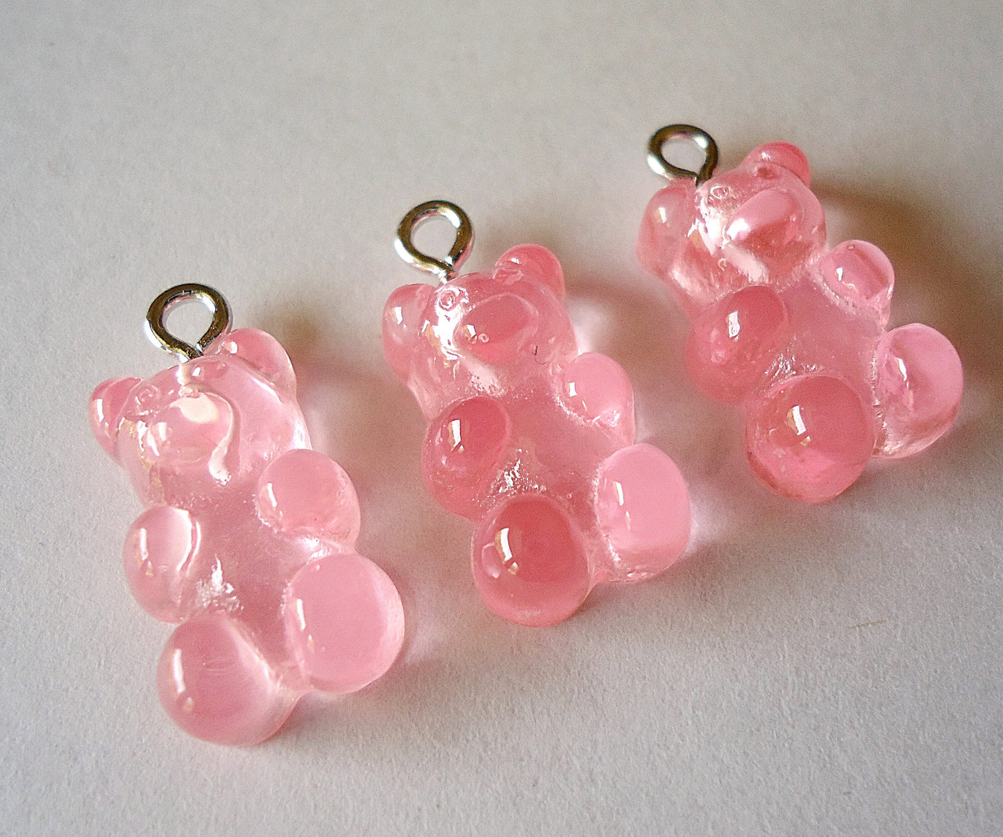 Translucent Gummy Bear Charms, Pink, Purple, Blue, Red Orange, Lemon Lime, Set of 20