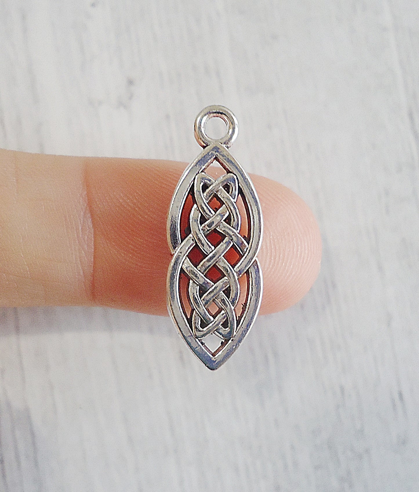 Celtic Knot Charms, 1" Tall, Silver Finish, Set of 10
