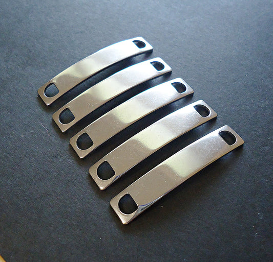 10 Stainless Steel Stamping Blanks, Links, Connectors, Bracelet Links, Curved Rectangle, Set of 10
