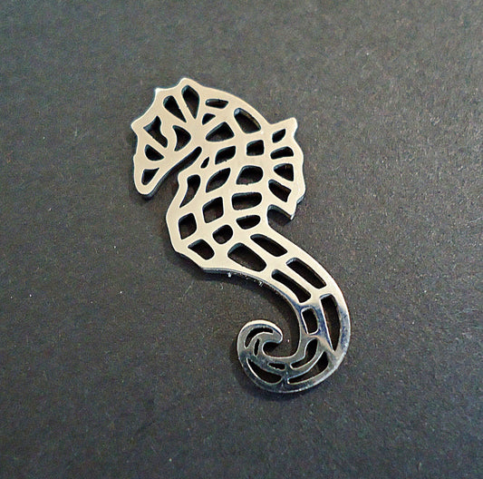Seahorse Filigree Pendant, Stainless Steel, 27mm Tall x 14mm Wide