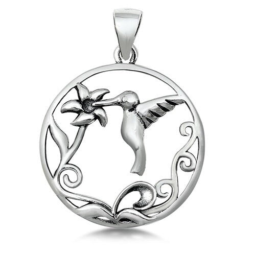 Sterling Silver Hummingbird Pendant, 23mm Wide with Soldered Bail