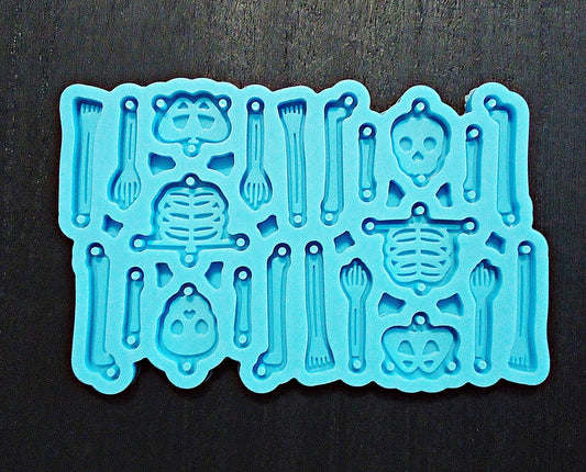 Skeleton Pieces, Movable Skeleton Mold, for Epoxy Resin Earrings, Pendant, Halloween Decoration, Silicone Mold