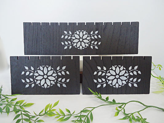 Set of 3 Wooden Earring Display Boards, Black, Holds 12 pairs of earrings