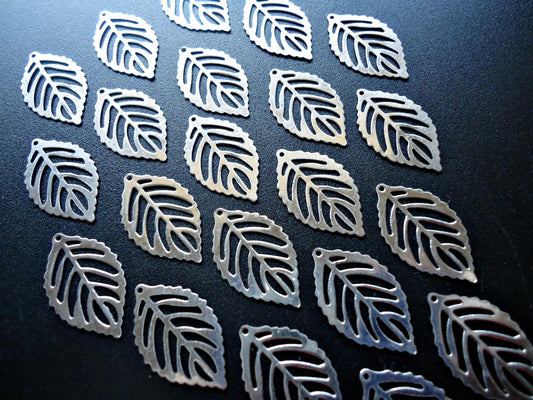 Stainless Steel Laser-Cut Leaf Charms / Pendants - 1" x .5"