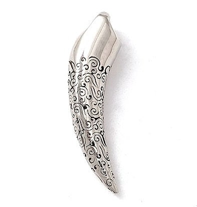 Canine Tooth, Stainless Steel, 1.75" Long, Silver with Scrolls, Heavy Duty