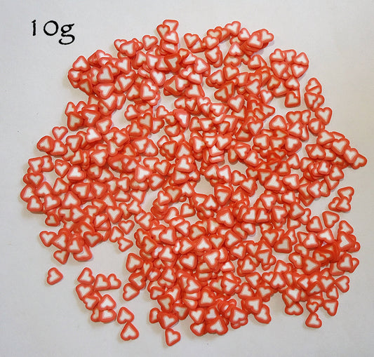 Tiny Red and White Hearts, Polymer Clay Slices, for Resin Crafts, Resin Filler, Love, Valentines Day, 10g