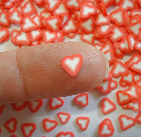Tiny Red and White Hearts, Polymer Clay Slices, for Resin Crafts, Resin Filler, Love, Valentines Day, 10g