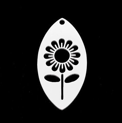 Stainless Steel Sunflower Pendant / Charm, 30mm Tall