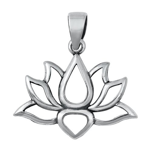Sterling Silver Lotus Pendant with Soldered Bail, 14mm Tall x 20mm Wide