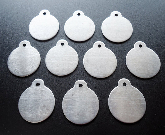 10 Round Aluminum Stamping Blanks with Ear - 1 1/16" Wide