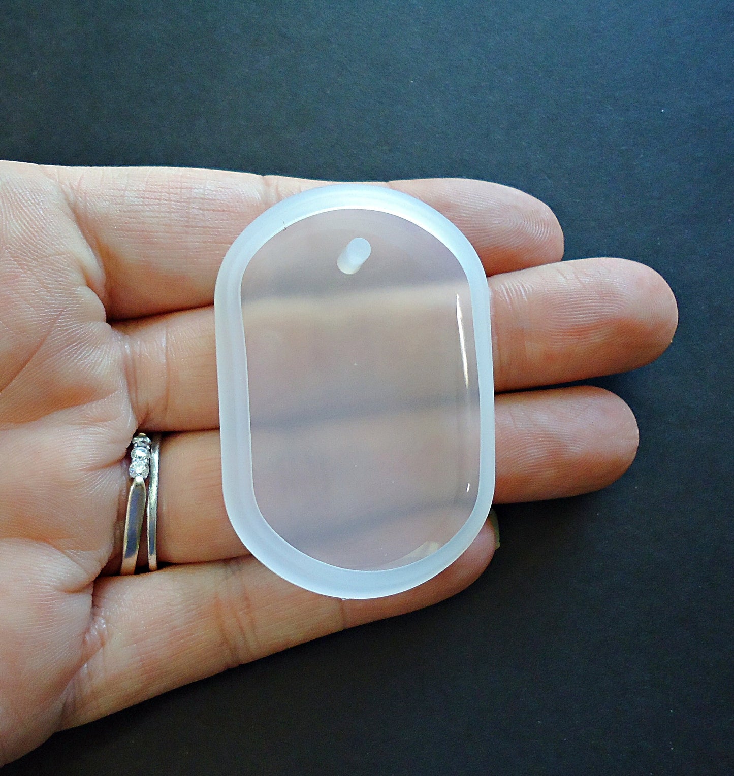 Silicone Mold for Epoxy Resin Crafts, Rounded Oval Dog Tag Pendant with Beveled Edge