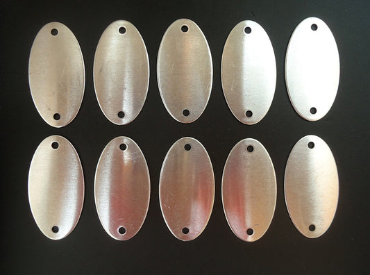 10 Large Oval Aluminum Stamping Blanks with 2 Holes - 1 7/8" Tall, Links, Connectors