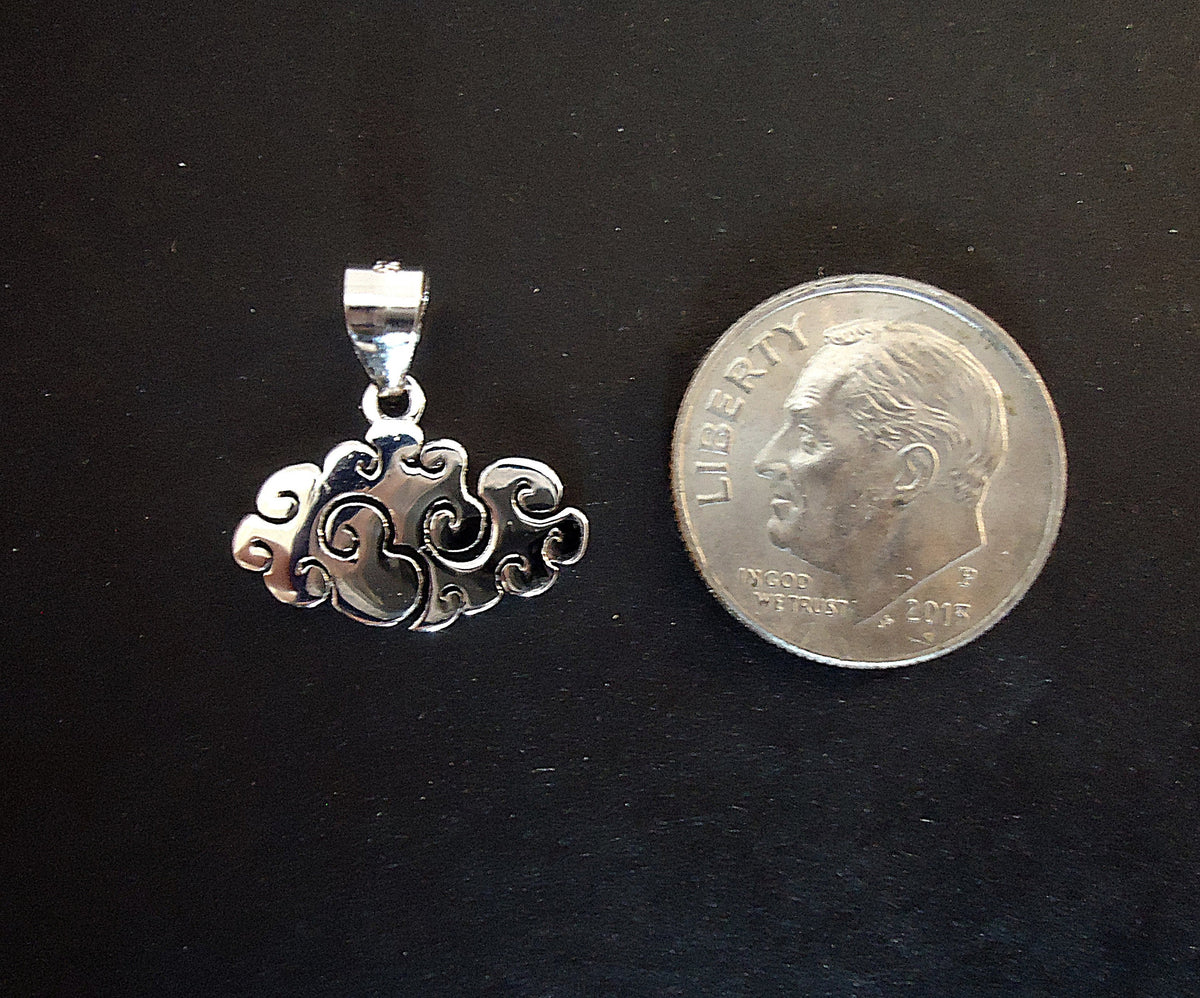 Sterling Silver Cloud Pendants with Soldered Bails, Two Sizes, Small and Medium