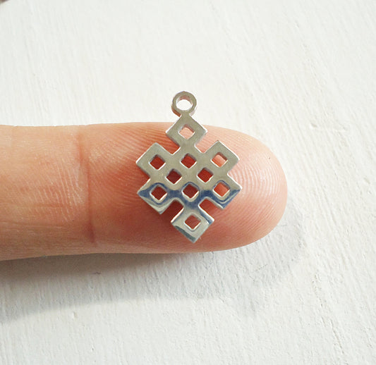 Small Stainless Steel Celtic Knot Charms - 18mm x 12mm - Set of 10, Geometric Design