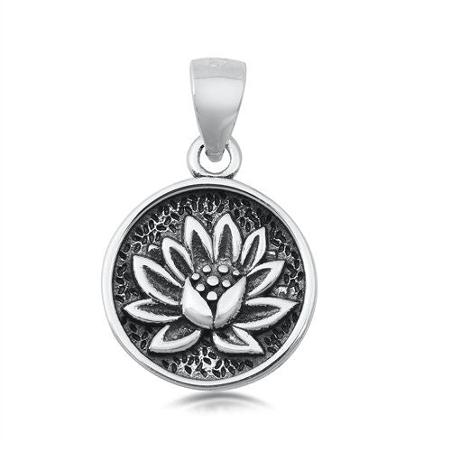 Small Sterling Silver Lotus Pendant Charm with Bail, 13mm Tall
