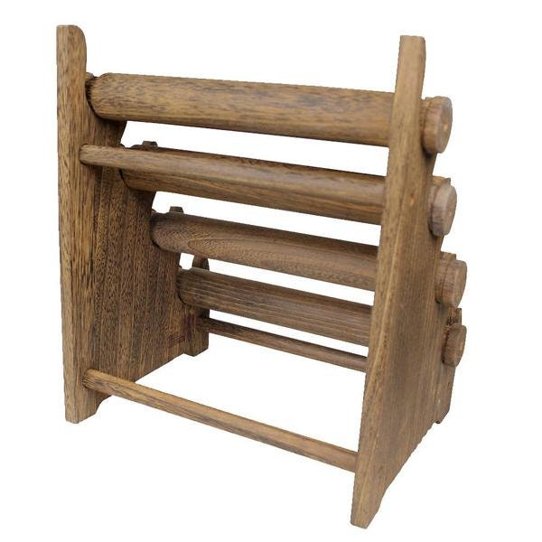 4 Tier Wooden Bracelet Display / Organizer, Natural, Brown, Black, and Weathered Brown, Removable Bars, Plain or Hand-Painted Mandala