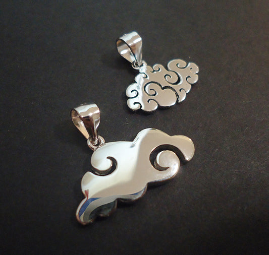 Sterling Silver Cloud Pendants with Soldered Bails, Two Sizes, Small and Medium