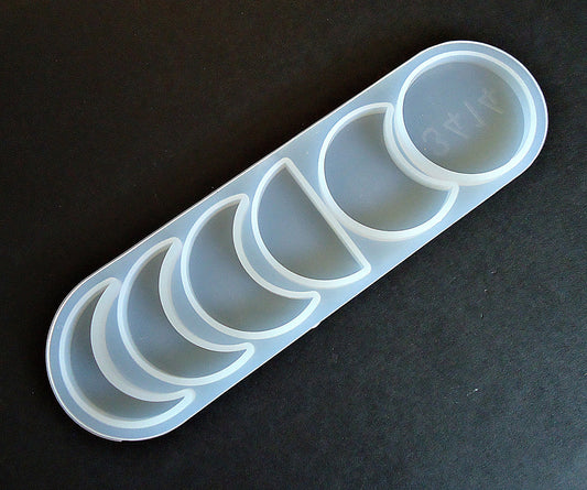 Silicone Mold, Moon Phases, Resin Craft Mold, 6 Moon Phases, Crescent Moons, 6.75" Wide
