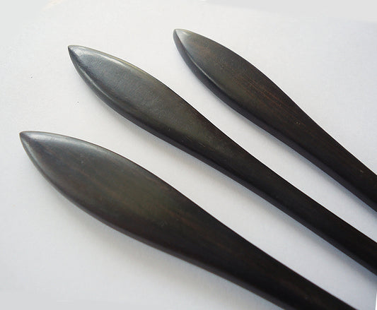 Solid Wood Hair Stick, Paddle, 7" Long, Black