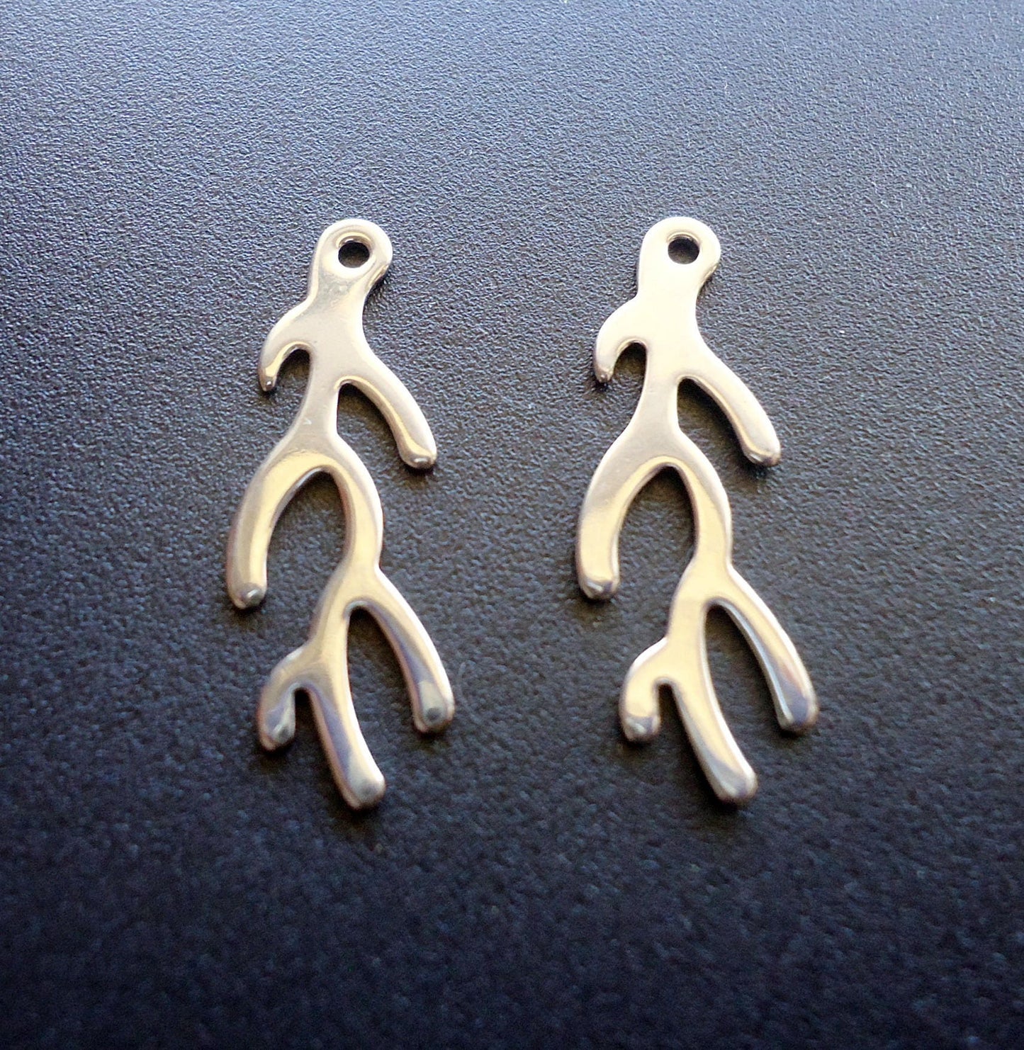 Stainless Steel Branch Pendants / Charms  - 1 1/8" Tall x 7/16" Wide x .75mm Thick, Set of 10