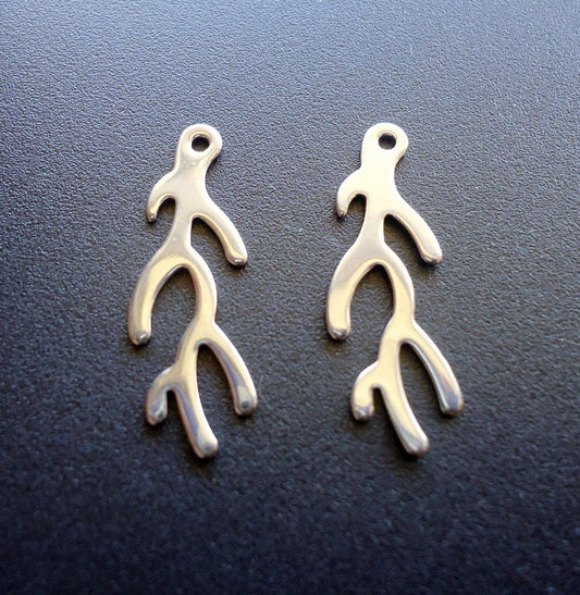 Stainless Steel Branch Pendants / Charms  - 1 1/8" Tall x 7/16" Wide x .75mm Thick, Set of 10