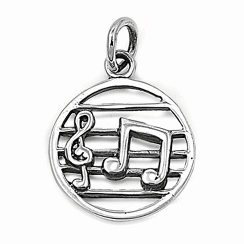 Small Sterling Silver Music Notes Charm / Pendant, 15mm Wide