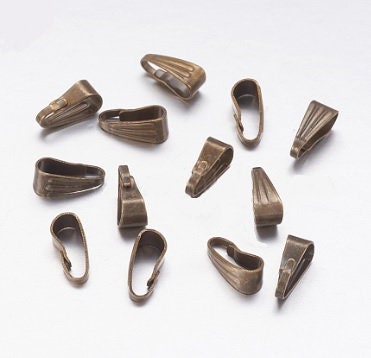 Small Scalloped Bails, Antique Bronze, Jump Ring Alternative, 8.5x3mm