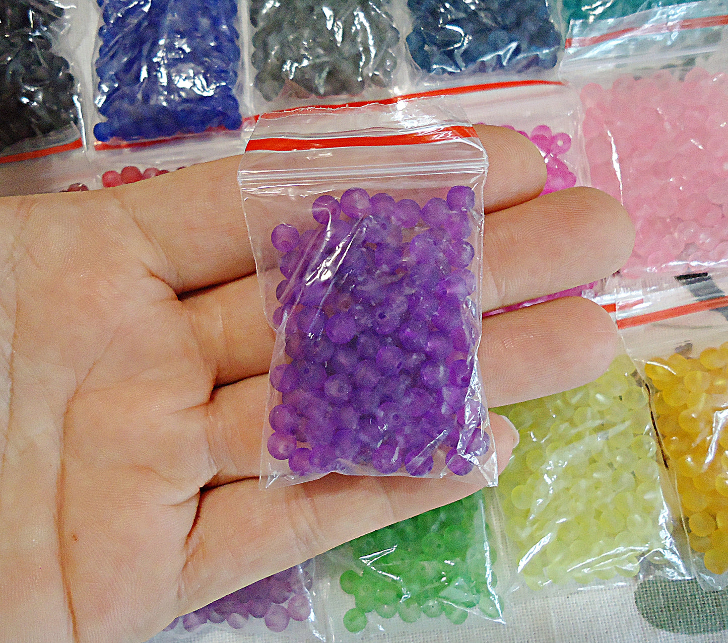 Frosted Glass Beads, 4mm, Synthetic Sea Glass, 18 Colors, 1800 Beads, 100 pieces per color