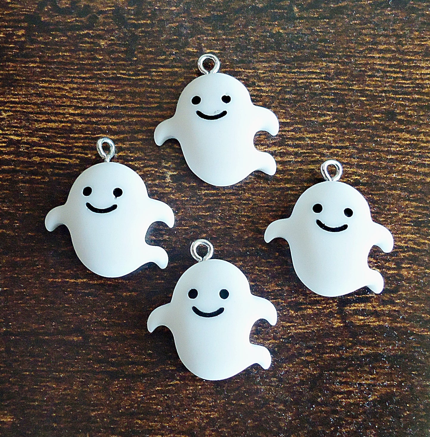 White Ghost Charms, Friendly Ghost, Resin Halloween Charms, 3/4" Tall, Set of 10