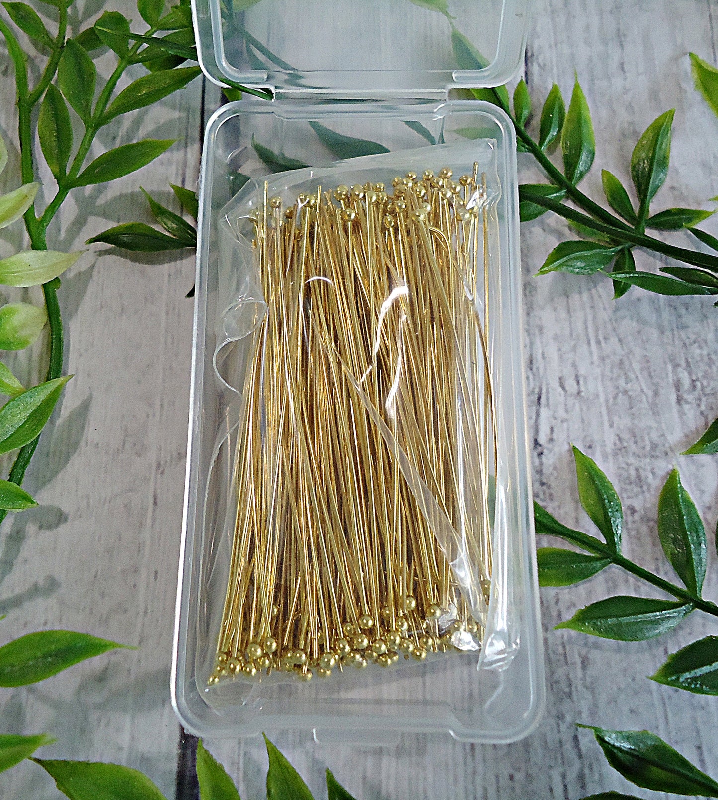 Brass Ball Headpins 60mm (2.4"), Set of 200 with case, Gold Ball Head Pins
