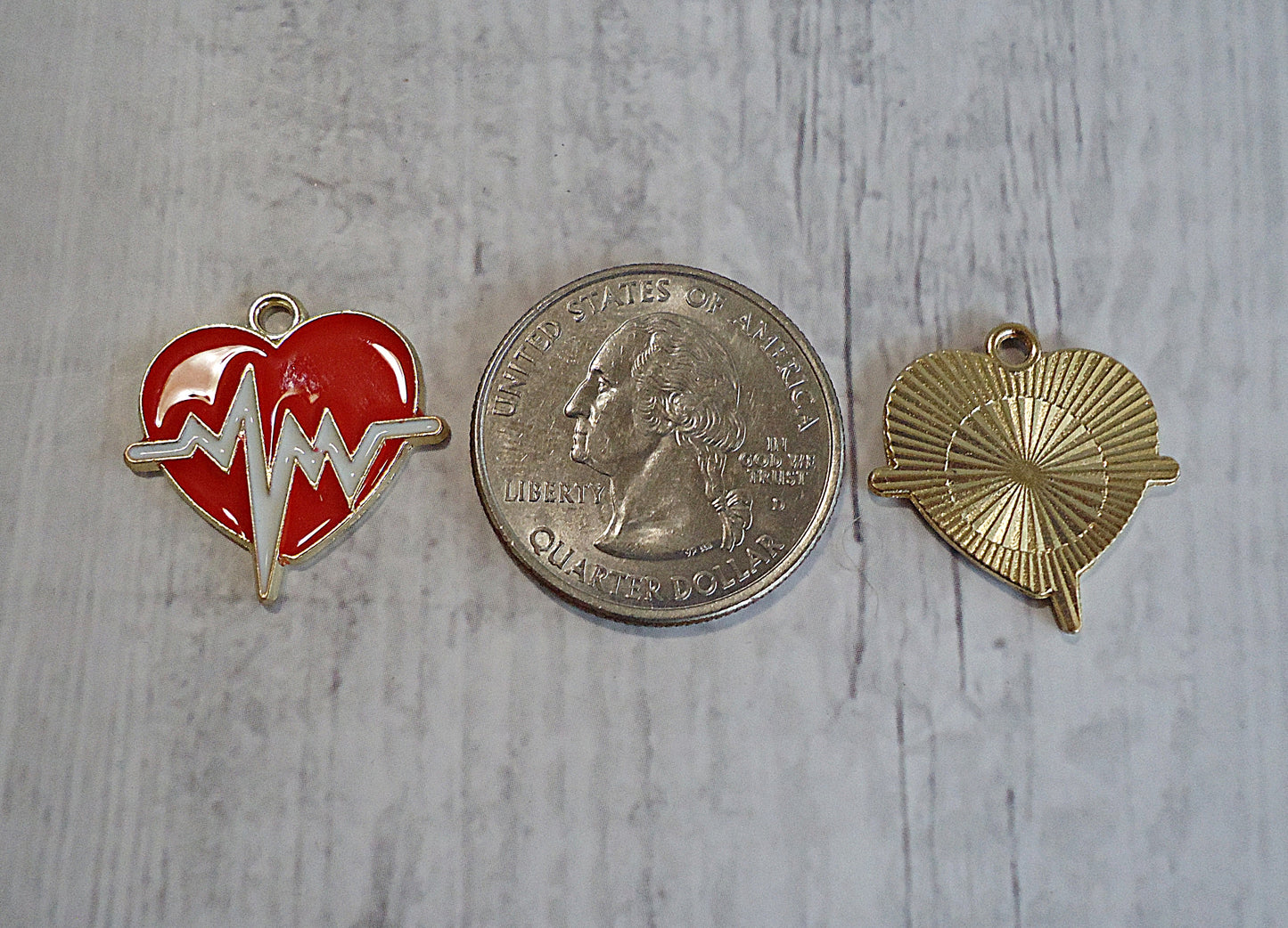 Red Heartbeat Heart Charms / Pendants