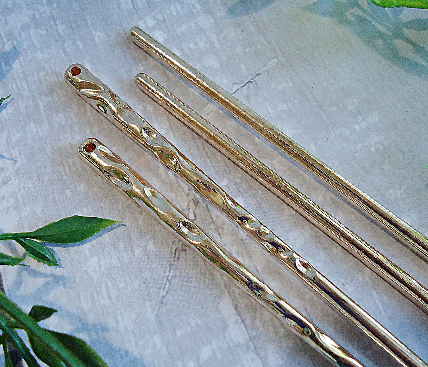 Hammered Hair Stick Blanks, Metal, Silver, Gold, Rose Gold, Gunmetal, 6 5/8" Long, Bulk Sets