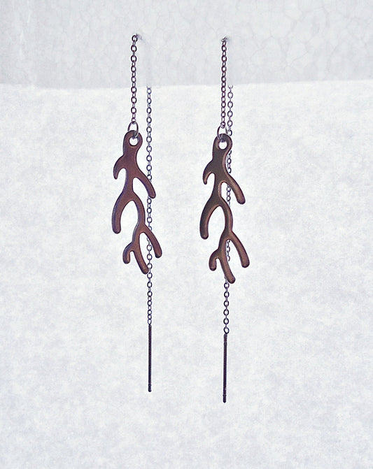 Stainless Steel Threader Earrings - Branches