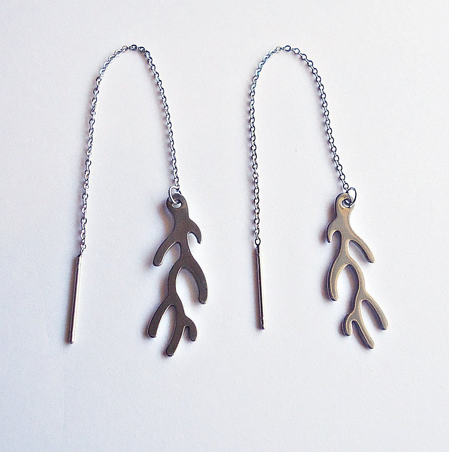 Stainless Steel Threader Earrings - Branches
