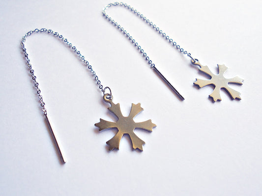 Stainless Steel Threader Earrings - Snowflakes