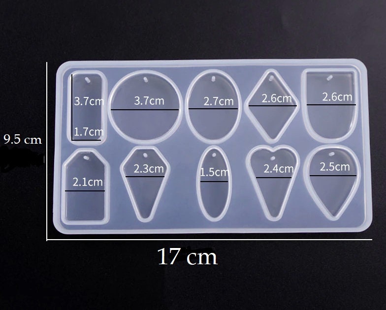 Silicone Pendant Molds for Resin Casting, Pendant Molds 10 Piece or 12 Piece, Assorted Shapes and Sizes